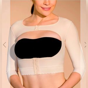 Marena Recovery Open Bust Vest 3/4 Length Sleeves Black BBL Lipo Lipo360 2XL